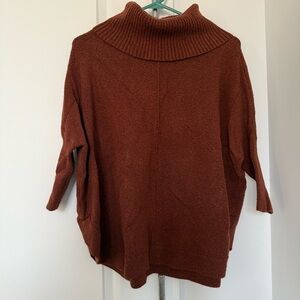 LOFT Burgundy- Rust Brown Cowl Neck Sweater